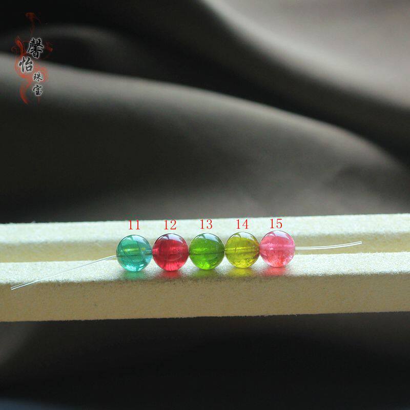 天然碧玺红黄蓝绿卢比莱红圆隔珠
