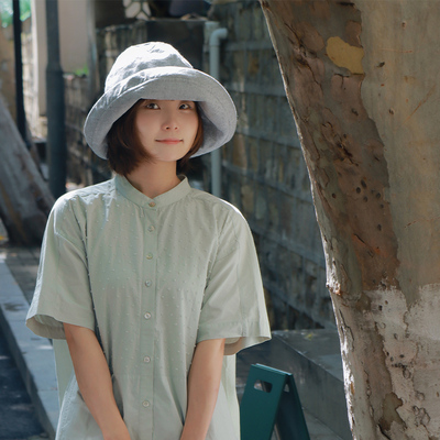 PLANTS DREAM 棉麻轻量吸汗透气可折叠渔夫帽便携大帽檐遮阳帽