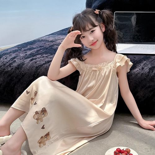 女童冰丝凉感夏季薄款睡裙