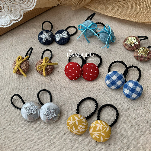 小众自制 多花色入 儿童扣子发圈 宝宝对扎小皮筋 送备用发圈可换