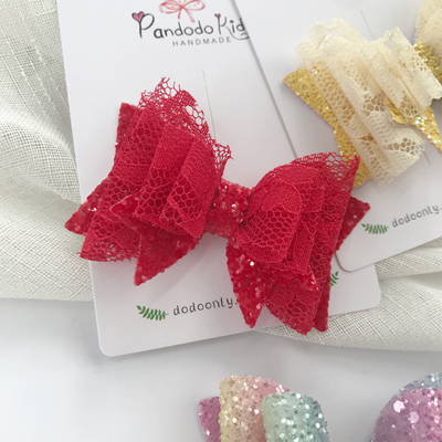 pandodo原创手工红色立体发夹