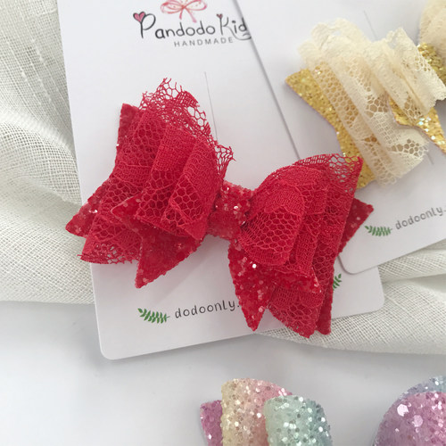 pandodo原创手工红色立体发夹