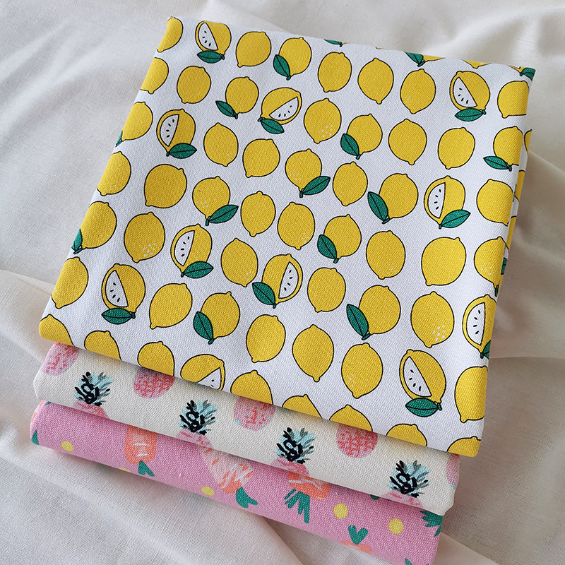 外贸纯棉12安帆布小清新柠檬水果印花渔夫帽背包布料沙发汽车坐垫,居家布艺,海绵垫/布料/面料/手工diy,淘宝优惠券,粉丝福利购,淘宝优惠卷