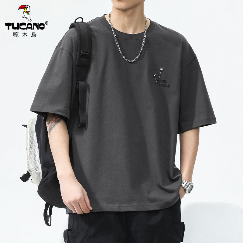 TUCANO2026夏季重磅棉短袖T恤男港风宽松字母印花百搭潮休闲上衣