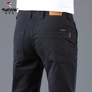 新款 长裤 子男直筒修身 啄木鸟高端纯棉休闲裤 男款 秋季 商务西裤 男士