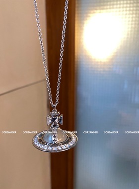 香菜【星球max号】透明锆石镶嵌土星辣妹夸张大号项链毛衣链