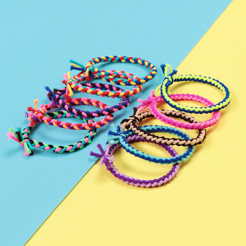 韩国扎头发皮筋发饰发圈糖果色编织发绳头绳彩色手编打结皮筋头饰