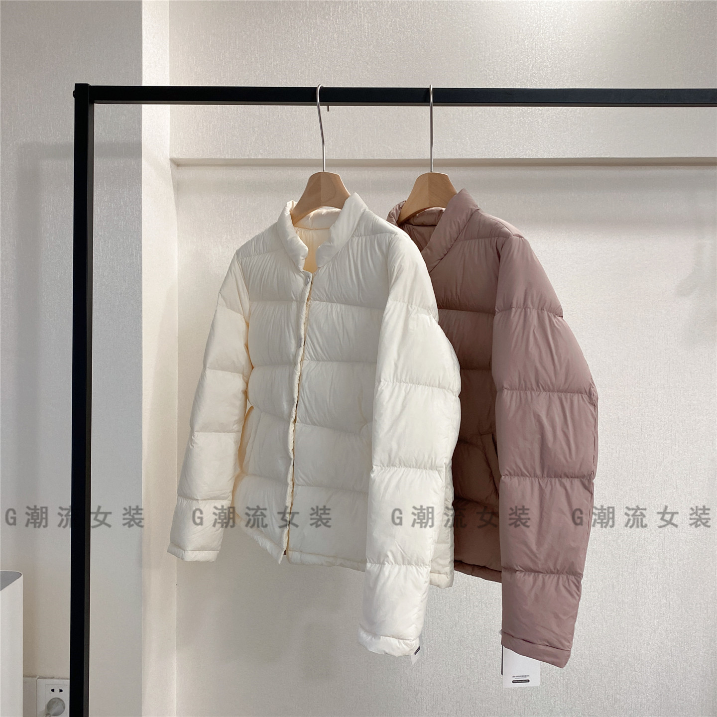 极简百搭纯色休闲宽松直筒三星90鸭绒立领羽绒服外套短款女冬