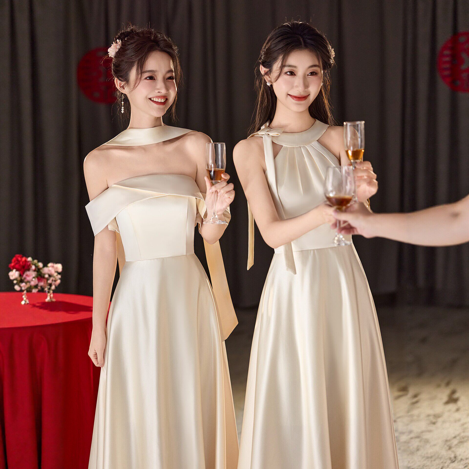 缎面伴娘服高级感小众平时可穿