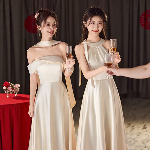 缎面伴娘服高级感小众平时可穿