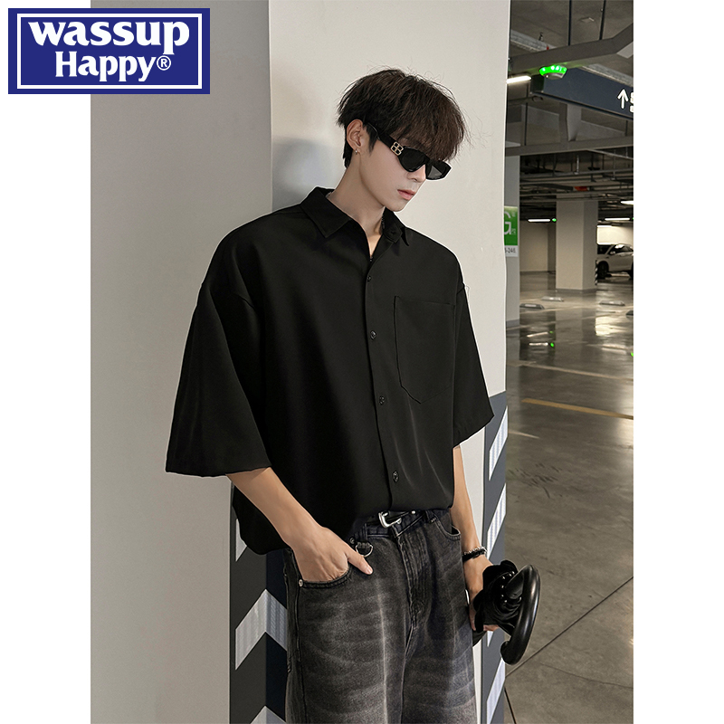 wassuphappy潮流短袖衬衫