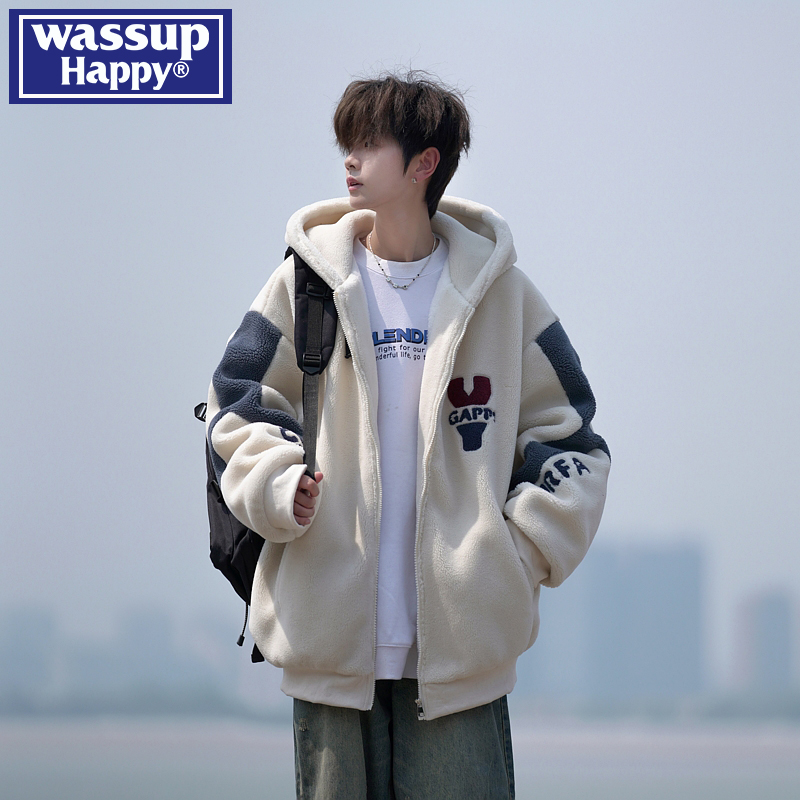 wassuphappy潮流百搭棉衣外套男