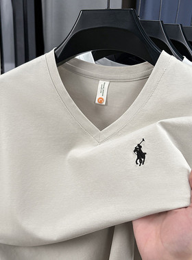 【奥莱品牌折扣】保罗男士夏季短袖T恤V领优质棉半袖舒适透气上衣