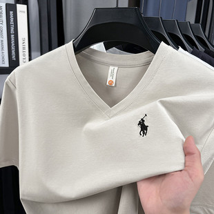 奥莱品牌折扣 T恤V领优质棉半袖 保罗男士 短袖 舒适透气上衣 夏季