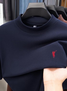 奥莱品牌折扣保罗双面德绒打底衫男秋冬小马标自发热保暖短袖T恤