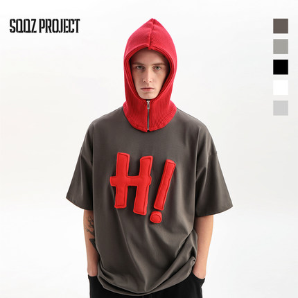 SQQZ PROJECT 原创正品 立体塞棉H!i字母短袖t跑男同款