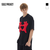 T恤情侣款 SQQZ 原创立体塞棉 比心手势宽松短袖 PROJECT 春夏新款