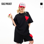 T恤男女同款 SQQZ 原创立体塞棉 圆领宽松短袖 PROJECT 单爱心