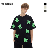 SQQZ T恤情侣 原创立体塞棉满身飞机圆领宽松短袖 PROJECT 春夏新款