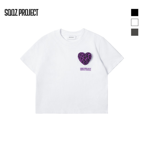 SQQZ PROJECT 儿童款原创立体塞棉单颗豹纹爱心短袖T恤童装