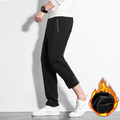 冬天休闲裤修身加绒加厚裤子男士