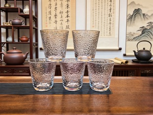 ROUPA罗派钢化透明家用水杯加厚茶杯啤酒杯ins高颜值果汁杯锤纹杯