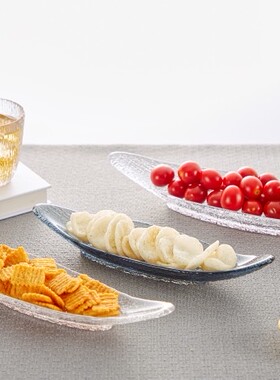 ROUPA罗派彩色水晶玻璃盘西餐盘冷餐盘日韩料理日式绿色灰色透明