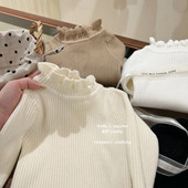毛衣儿童保暖针织衫 韩国女童新款 宝宝上衣小女孩公主木耳边打底衫