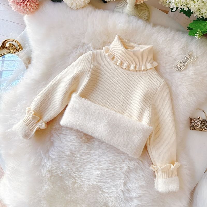 女童加绒毛衣秋冬新款宝宝高领花边打底衫女孩加厚一体毛毛绒上衣,童装/婴儿装/亲子装,毛衣/针织衫,淘宝优惠券,粉丝福利购,淘宝优惠卷
