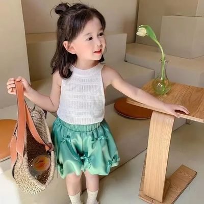 女童夏装薄款针织背心外穿宝宝洋气甜美镂空小吊带搭配tutu裙上衣