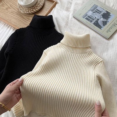 儿童高领毛衣冬季加厚打底衫内搭修身显瘦男童黑色保暖上衣针织衫