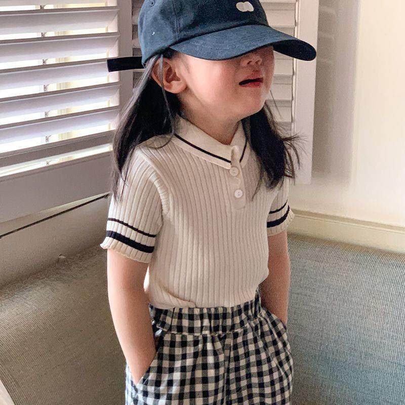 女童学院风冰丝针织短袖polo衫夏季儿童宝宝舒适坑条翻领T恤上衣,童装/婴儿装/亲子装,儿童速干T恤,淘宝优惠券,粉丝福利购,淘宝优惠卷