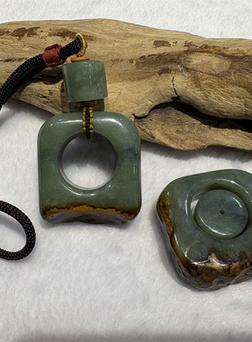 和田玉析木河磨玉玉琮手把件扳指