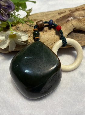 和田玉手把件原石原料析木河磨玉