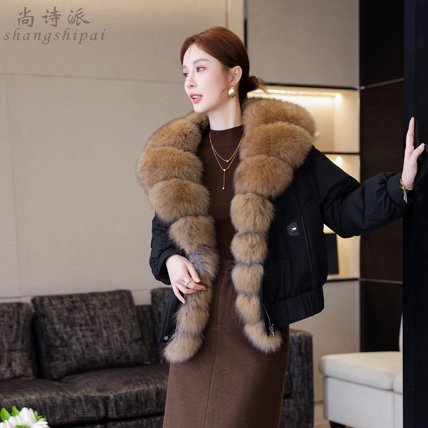 皮草羽绒服女2025冬季新款冬海宁狐狸毛领可拆卸高端夹克外套短款