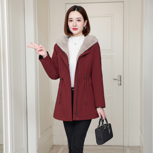 派克服女士2024冬新款海宁皮草水貂内胆可拆卸修身外套中长款大衣