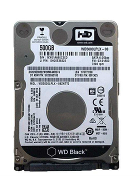 西数黑盘7200转32M 垂直 500G串口sata3笔记本硬盘2.5寸机械盘7mm