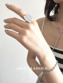 ARIA 开口可调节指环 超闪个性 CLASSICS 扇形珍珠锆石戒指夸张个性