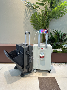 新款前置开口行李箱20寸女24寸登机箱多功能pc拉杆箱商务旅行箱