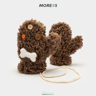 原创设计可爱小狗毛绒手套女冬季 保暖加厚防寒学生写字骑行包指