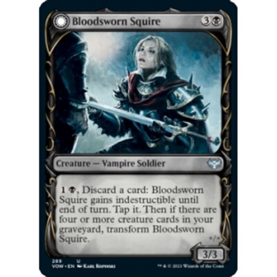 万智牌 MTG VOW 腥红婚誓 血誓扈从 Bloodsworn Squire中英异画银