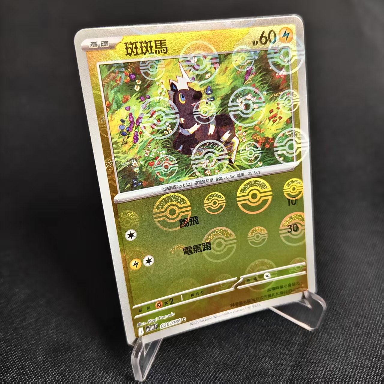 PTCG卡牌繁中斑斑马精灵球闪