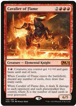 万智牌 烈焰骁骑Cavalier of Flame 英文 M20核心系列2020 红秘稀