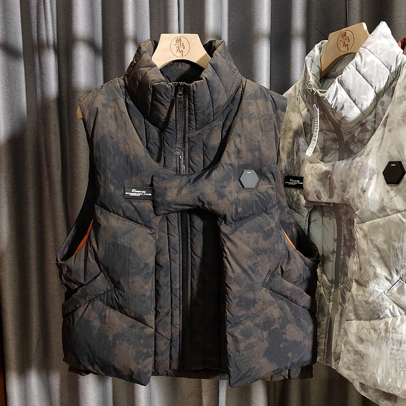 羽绒马甲假两件90%白鸭绒