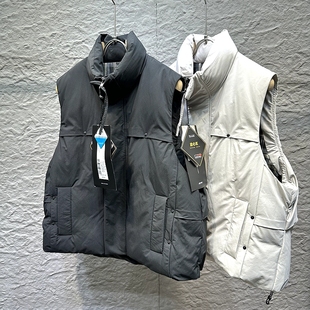 美式潮牌2025秋冬新款立领宽松廓形夹克外套羽绒马甲90白鸭绒男士