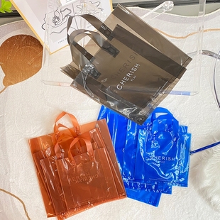 克莱因蓝手提袋子外出时尚结实服装店装衣服透明胶带包装塑料袋胶