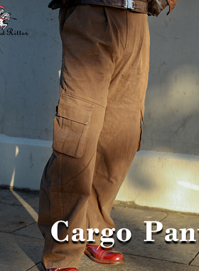 Vintage秋季休闲裤男美式复古工装裤男款宽松舒适弯刀直筒百搭裤