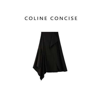 COLINE CONCISE 25SS/小众设计感解构不规则休闲垂感半裙Z88062