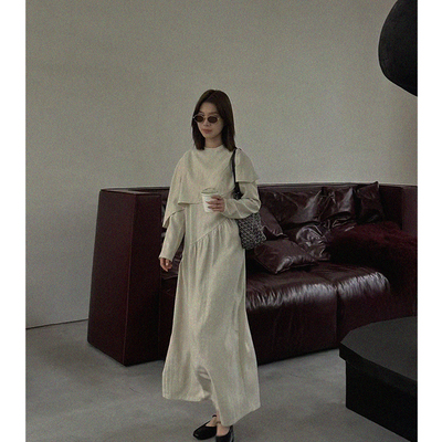 COLINE CONCISE 重工斜裁披肩长裙25秋季66193#
