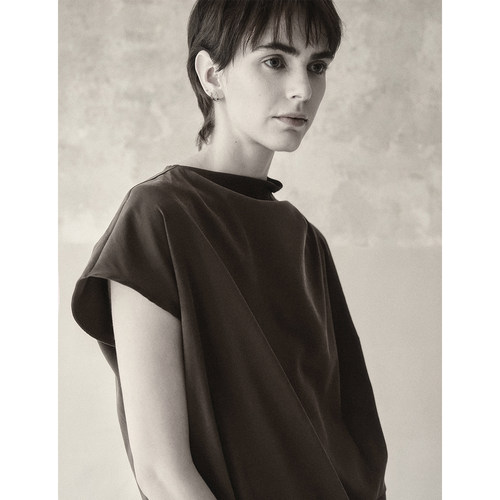 COLINE CONCISE 小众设计师红咖色连衣裙